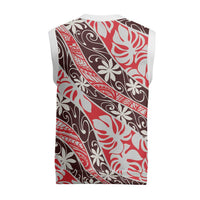 Uteute Tahiti Tiare Monstera Christmas Knitted V-Neck Vest Polynesian Pattern Curve Style - Polynesian Pride