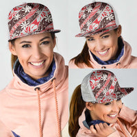 Uteute Tahiti Tiare Monstera Mesh Trucker Cap Polynesian Pattern Curve Style LT01 - Polynesian Pride