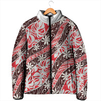 Uteute Tahiti Tiare Monstera Padded Jacket Polynesian Pattern Curve Style - Polynesian Pride