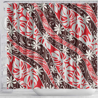 Uteute Tahiti Tiare Monstera Shower Curtain Polynesian Pattern Curve Style LT01 - Polynesian Pride