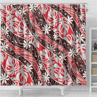 Uteute Tahiti Tiare Monstera Shower Curtain Polynesian Pattern Curve Style LT01 - Polynesian Pride