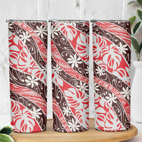Uteute Tahiti Tiare Monstera Skinny Tumbler Polynesian Pattern Curve Style - Polynesian Pride