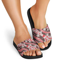 Uteute Tahiti Tiare Monstera Slide Sandals Polynesian Pattern Curve Style LT01 - Polynesian Pride