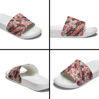 Uteute Tahiti Tiare Monstera Slide Sandals Polynesian Pattern Curve Style LT01 - Polynesian Pride