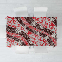 Uteute Tahiti Tiare Monstera Tablecloth Polynesian Pattern Curve Style LT01 Red - Polynesian Pride