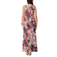 Uteute Tahiti Tiare Monstera Tank Maxi Dress Polynesian Pattern Curve Style - Polynesian Pride