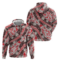 Uteute Tahiti Tiare Monstera Zip Hoodie Polynesian Pattern Curve Style - Polynesian Pride