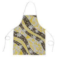 Rearea Tahiti Tiare Monstera Apron Polynesian Pattern Curve Style LT01 Yellow - Polynesian Pride