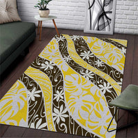 Rearea Tahiti Tiare Monstera Area Rug Polynesian Pattern Curve Style - Polynesian Pride
