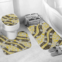 Rearea Tahiti Tiare Monstera Bathroom Set Polynesian Pattern Curve Style LT01 Mat Set Only (3 pcs) One Size Yellow - Polynesian Pride