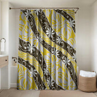 Rearea Tahiti Tiare Monstera Bathroom Set Polynesian Pattern Curve Style LT01 Shower Curtain Only Yellow - Polynesian Pride