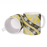 Rearea Tahiti Tiare Monstera Ceramic Mug Polynesian Pattern Curve Style LT01 - Polynesian Pride