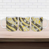 Rearea Tahiti Tiare Monstera Ceramic Mug Polynesian Pattern Curve Style LT01 - Polynesian Pride