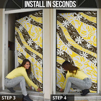 Rearea Tahiti Tiare Monstera Door Cover Polynesian Pattern Curve Style LT01 - Polynesian Pride