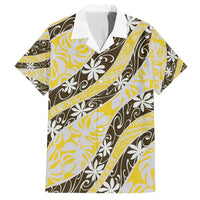 Rearea Tahiti Tiare Monstera Family Matching Long Sleeve Bodycon Dress and Hawaiian Shirt Polynesian Pattern Curve Style LT01 Dad's Shirt - Short Sleeve Yellow - Polynesian Pride