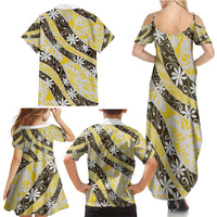 Rearea Tahiti Tiare Monstera Family Matching Summer Maxi Dress and Hawaiian Shirt Polynesian Pattern Curve Style - Polynesian Pride