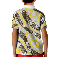 Rearea Tahiti Tiare Monstera Kid Polo Shirt Polynesian Pattern Curve Style LT01 - Polynesian Pride
