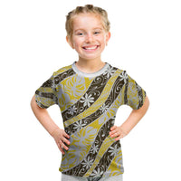 Rearea Tahiti Tiare Monstera Kid T Shirt Polynesian Pattern Curve Style - Polynesian Pride