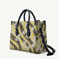 Rearea Tahiti Tiare Monstera Leather Bag Polynesian Pattern Curve Style - Polynesian Pride