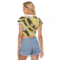 Rearea Tahiti Tiare Monstera Raglan Cropped T Shirt Polynesian Pattern Curve Style LT01 - Polynesian Pride