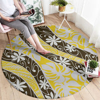 Rearea Tahiti Tiare Monstera Round Carpet Polynesian Pattern Curve Style - Polynesian Pride
