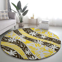 Rearea Tahiti Tiare Monstera Round Carpet Polynesian Pattern Curve Style - Polynesian Pride