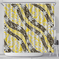 Rearea Tahiti Tiare Monstera Shower Curtain Polynesian Pattern Curve Style LT01 - Polynesian Pride
