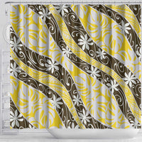 Rearea Tahiti Tiare Monstera Shower Curtain Polynesian Pattern Curve Style LT01 - Polynesian Pride