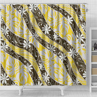 Rearea Tahiti Tiare Monstera Shower Curtain Polynesian Pattern Curve Style LT01 - Polynesian Pride