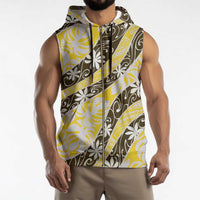 Rearea Tahiti Tiare Monstera Sleeveless Zip Hoodie Polynesian Pattern Curve Style - Polynesian Pride