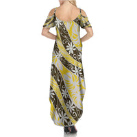 Rearea Tahiti Tiare Monstera Summer Maxi Dress Polynesian Pattern Curve Style - Polynesian Pride