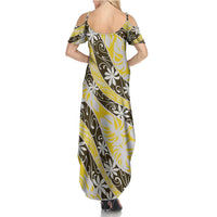 Rearea Tahiti Tiare Monstera Summer Maxi Dress Polynesian Pattern Curve Style LT01 - Polynesian Pride