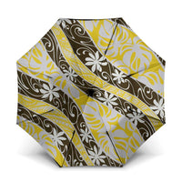 Rearea Tahiti Tiare Monstera Umbrella Polynesian Pattern Curve Style LT01 One Size Folded 11.42 inch Opened Diameter 37.4 inch Yellow - Polynesian Pride