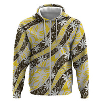 Rearea Tahiti Tiare Monstera Zip Hoodie Polynesian Pattern Curve Style - Polynesian Pride