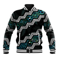 Personalised Taniko Aotearoa Mix Paua Shell Baseball Jacket Niho Taniwha Turquoise Glitter