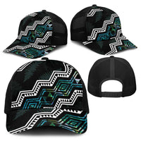 Taniko Aotearoa Mix Paua Shell Baseball Net Cap Niho Taniwha Turquoise Glitter - Polynesian Pride