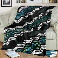 Personalised Taniko Aotearoa Mix Paua Shell Blanket Niho Taniwha Turquoise Glitter