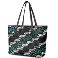 Personalised Taniko Aotearoa Mix Paua Shell Leather Tote Bag Niho Taniwha Turquoise Glitter