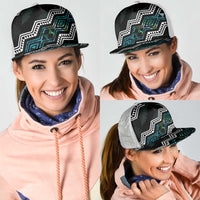 Taniko Aotearoa Mix Paua Shell Mesh Trucker Cap Niho Taniwha Turquoise Glitter - Polynesian Pride