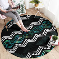 Taniko Aotearoa Mix Paua Shell Round Carpet Niho Taniwha Turquoise Glitter LT01 - Polynesian Pride