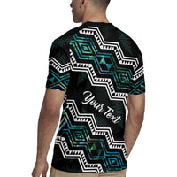 Personalised Taniko Aotearoa Mix Paua Shell Rugby Jersey Niho Taniwha Turquoise Glitter