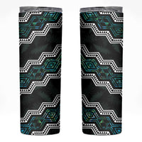 Personalised Taniko Aotearoa Mix Paua Shell Skinny Tumbler Niho Taniwha Turquoise Glitter