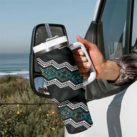 Personalised Taniko Aotearoa Mix Paua Shell Tumbler With Handle Niho Taniwha Turquoise Glitter