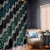 Personalised Taniko Aotearoa Mix Paua Shell Window Curtain Niho Taniwha Turquoise Glitter