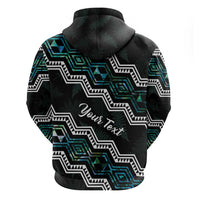 Personalised Taniko Aotearoa Mix Paua Shell Zip Hoodie Niho Taniwha Turquoise Glitter LT01 - Polynesian Pride