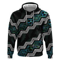 Personalised Taniko Aotearoa Mix Paua Shell Zip Hoodie Niho Taniwha Turquoise Glitter LT01 Pullover Hoodie Turquoise - Polynesian Pride