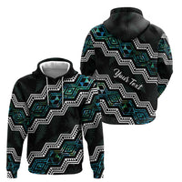 Personalised Taniko Aotearoa Mix Paua Shell Zip Hoodie Niho Taniwha Turquoise Glitter LT01 - Polynesian Pride