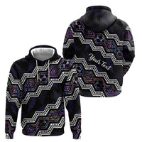 Personalised Taniko Aotearoa Mix Paua Shell Hoodie Niho Taniwha Lilac Glitter