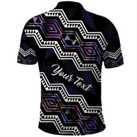 Personalised Taniko Aotearoa Mix Paua Shell Polo Shirt Niho Taniwha Lilac Glitter