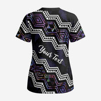 Personalised Taniko Aotearoa Mix Paua Shell Scrub Top Niho Taniwha Lilac Glitter - Polynesian Pride
